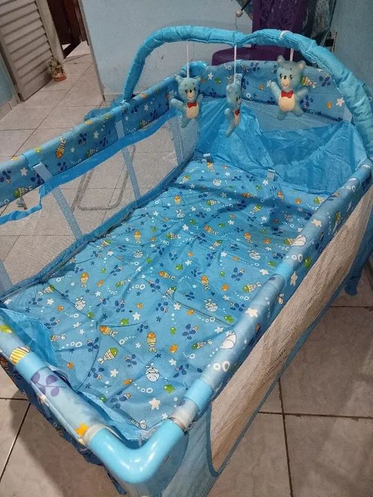 Berço Infantil - Azul - Com Brinquedinho - Foto 5