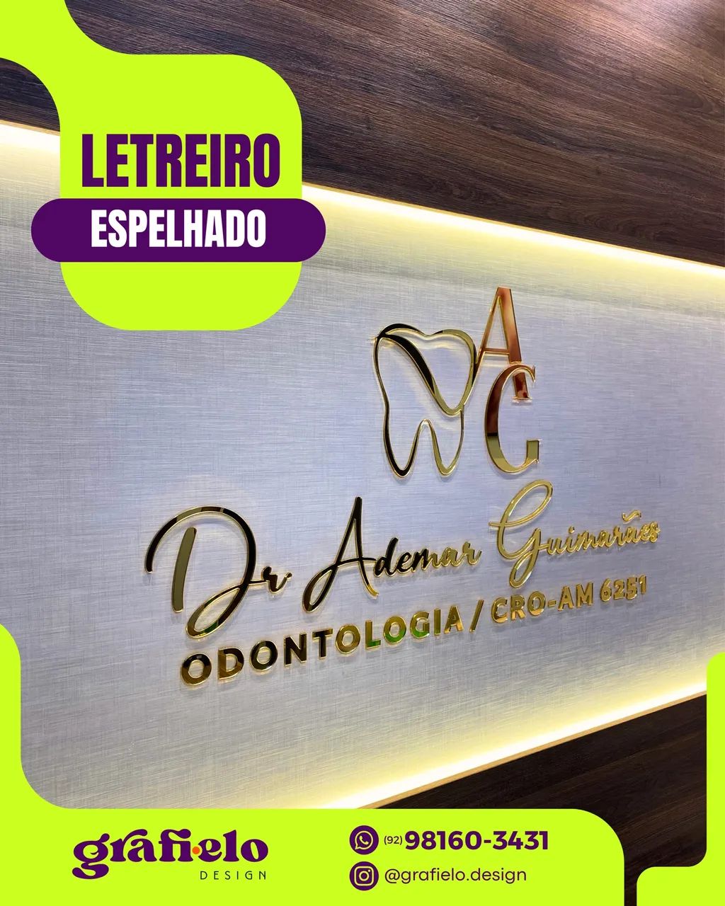 Letreiro de acrílico sofisticado
