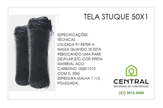 Tela para estuque 1,00 m x 50 m