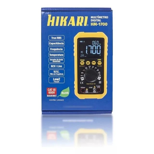 Multímetro Digital Hikari HM-1700 True RMS, NCV, 600V, Capacitância, Display Grande  - Foto 4