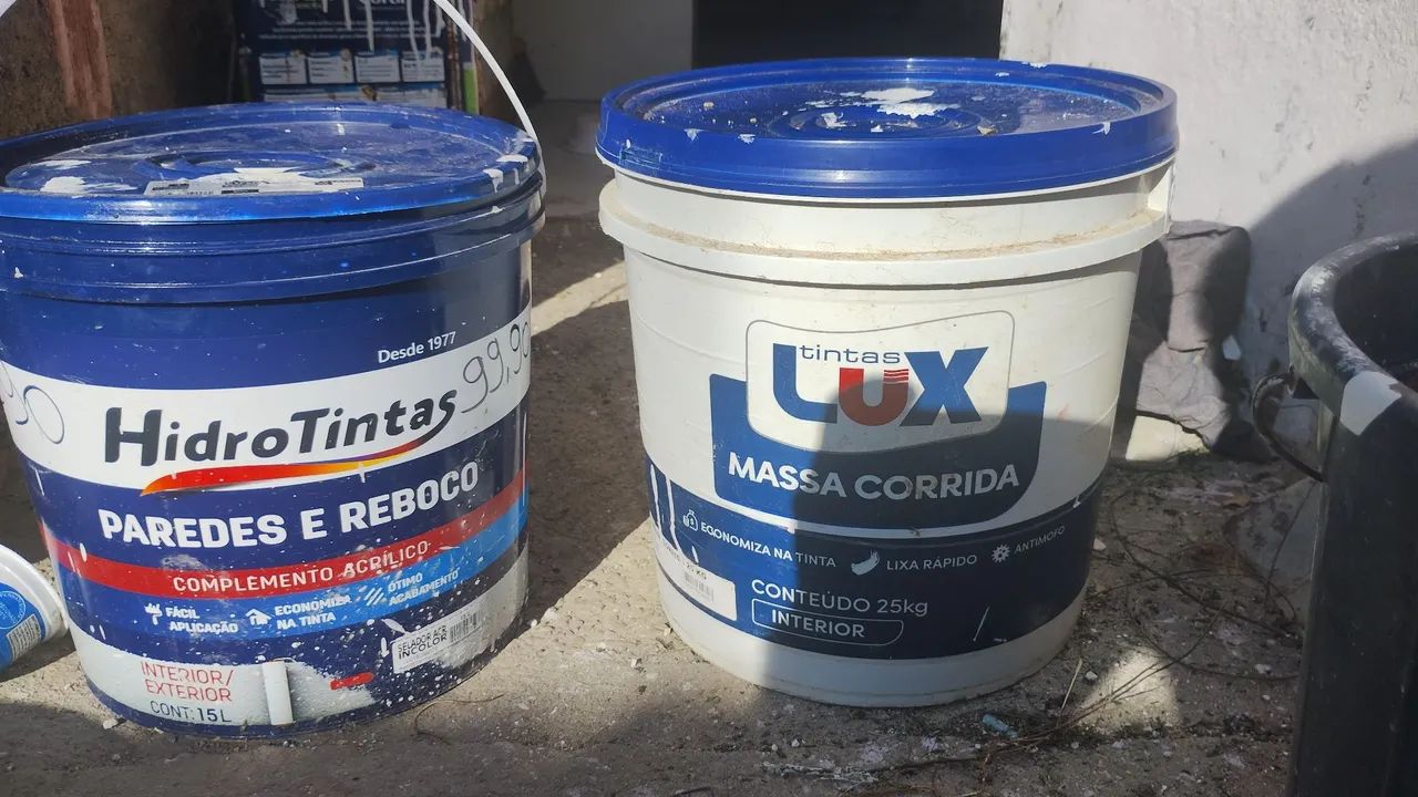 Tinta para Paredes e Reboco Hidro Tintas 15L e Massa Corrida Lux 25kg