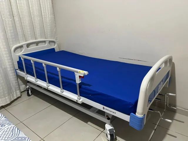 KIT CAMA HOSPITALAR ELEVAÇÃO 3 MANIVELAS E COLCHÃO 
