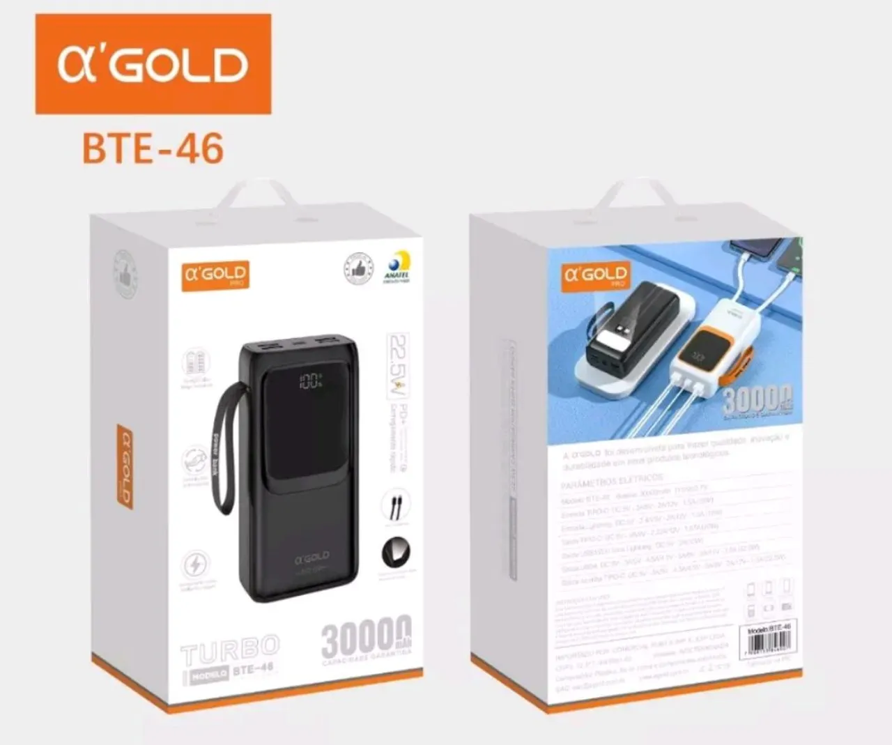 Power Bank 30000mAh 22.5W PD Turbo Carga Rápida