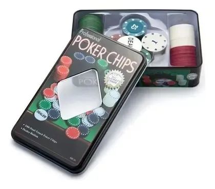 kit poker profissional em lata 100 fichas jogo baralho vi-3129 - Foto 2