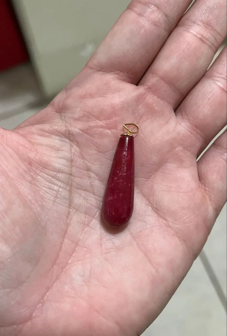 Pingente em ouro 18k com pedra Rubi bruto - Foto 2