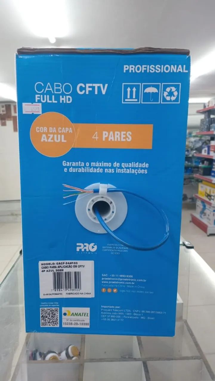 Cabo CFTV e Rede  Full HD 4 Pares - Pro Eletronic com Anatel  - Foto 3