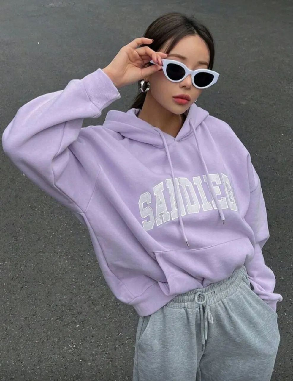 Moletom Lilás Feminino DAZY com Capuz - Térmico, Casual e Confortável