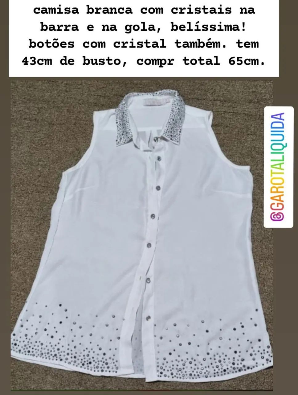 Camisa feminina branca P com cristais