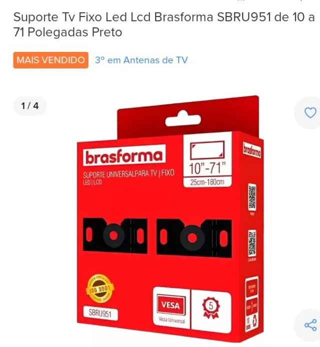 Suporte tv universal fixo Brasforma