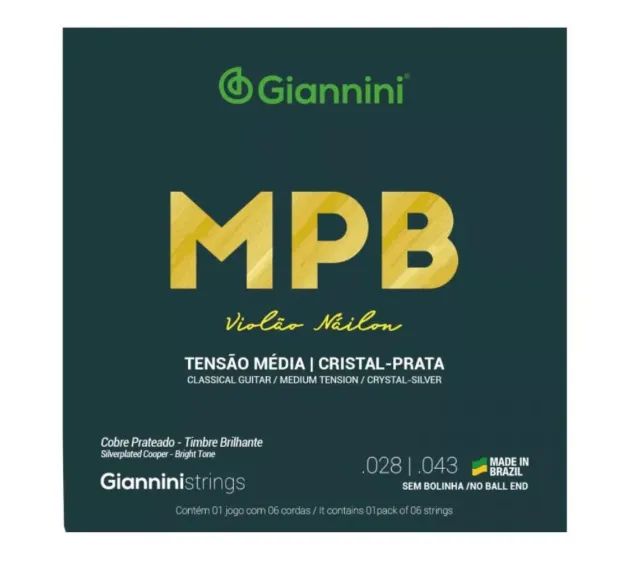 Encordoamento Violao Nylon Giannini Mpb Genws Cristal/ Prata
