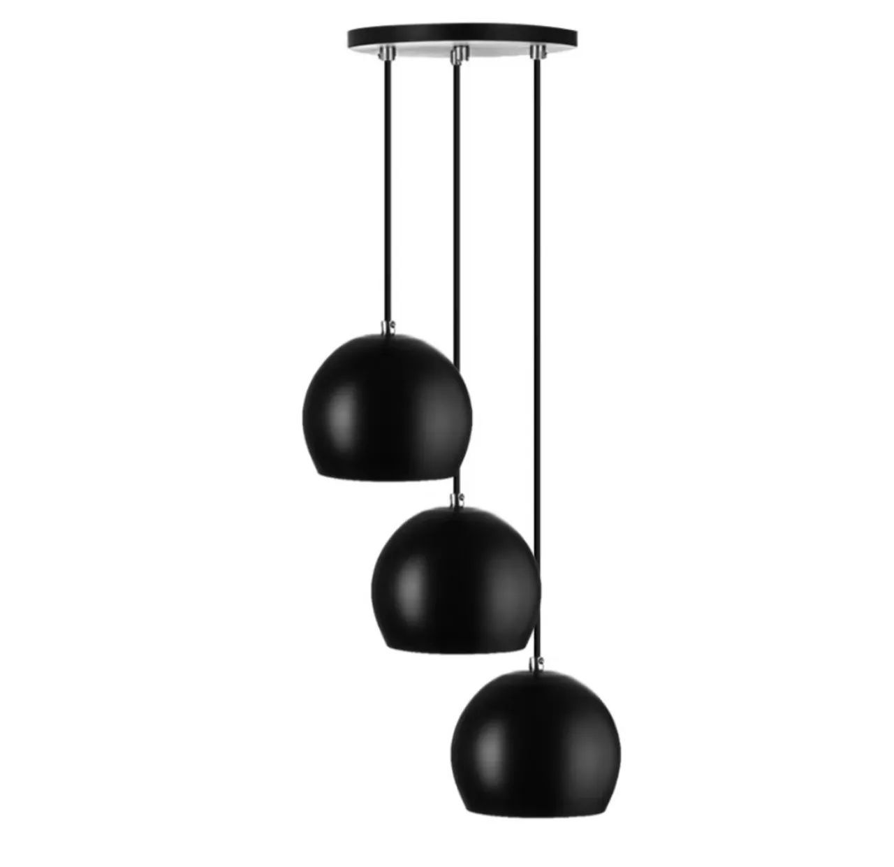 Lustre Pendente Triplo Esférico Preto com Cobre - Foto 2