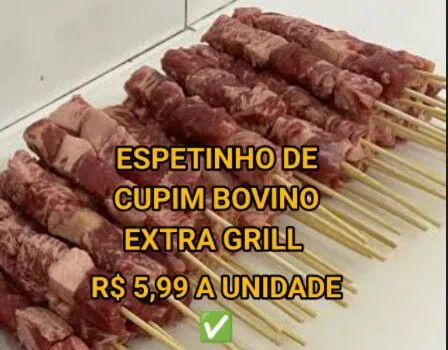 Espetos de Cupim Bovino Extra Grill - R$ 5,99 a Unidade