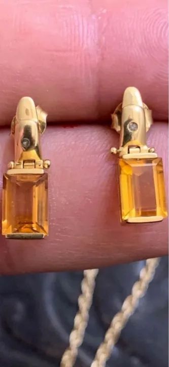 Brincos de Ouro com  topázio imperial.  - Foto 2