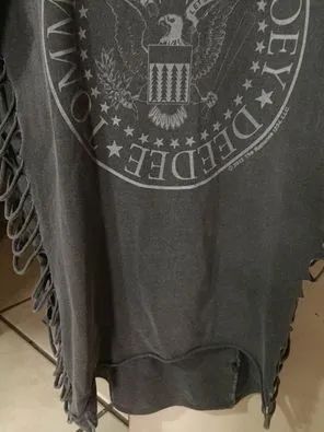 Rrgata Ramones Alongada Cinza Estonada 100% algodão Tam.P - Foto 2