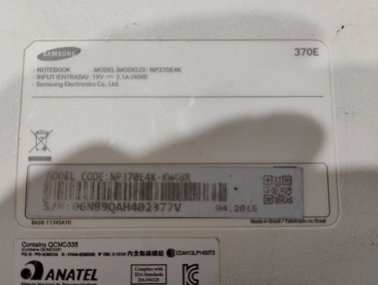 Carcaça inferior Notebook Samsung 370E - Foto 2