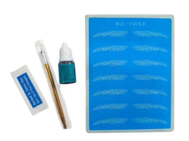 combo treinamento sobrancelhas: tinta pigmento castanho + pele com molde