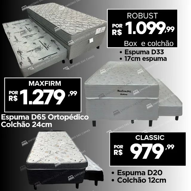 Bicama bibox base e colchão  ou conjugada espuma ou molas base com auxiliar Bonsono   