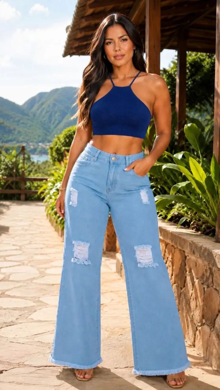 Calça jeans+croped 