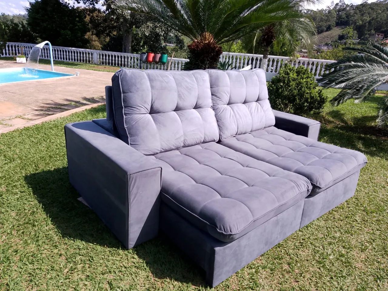 Sofa retratil top 2,50m cinza !! - Foto 5