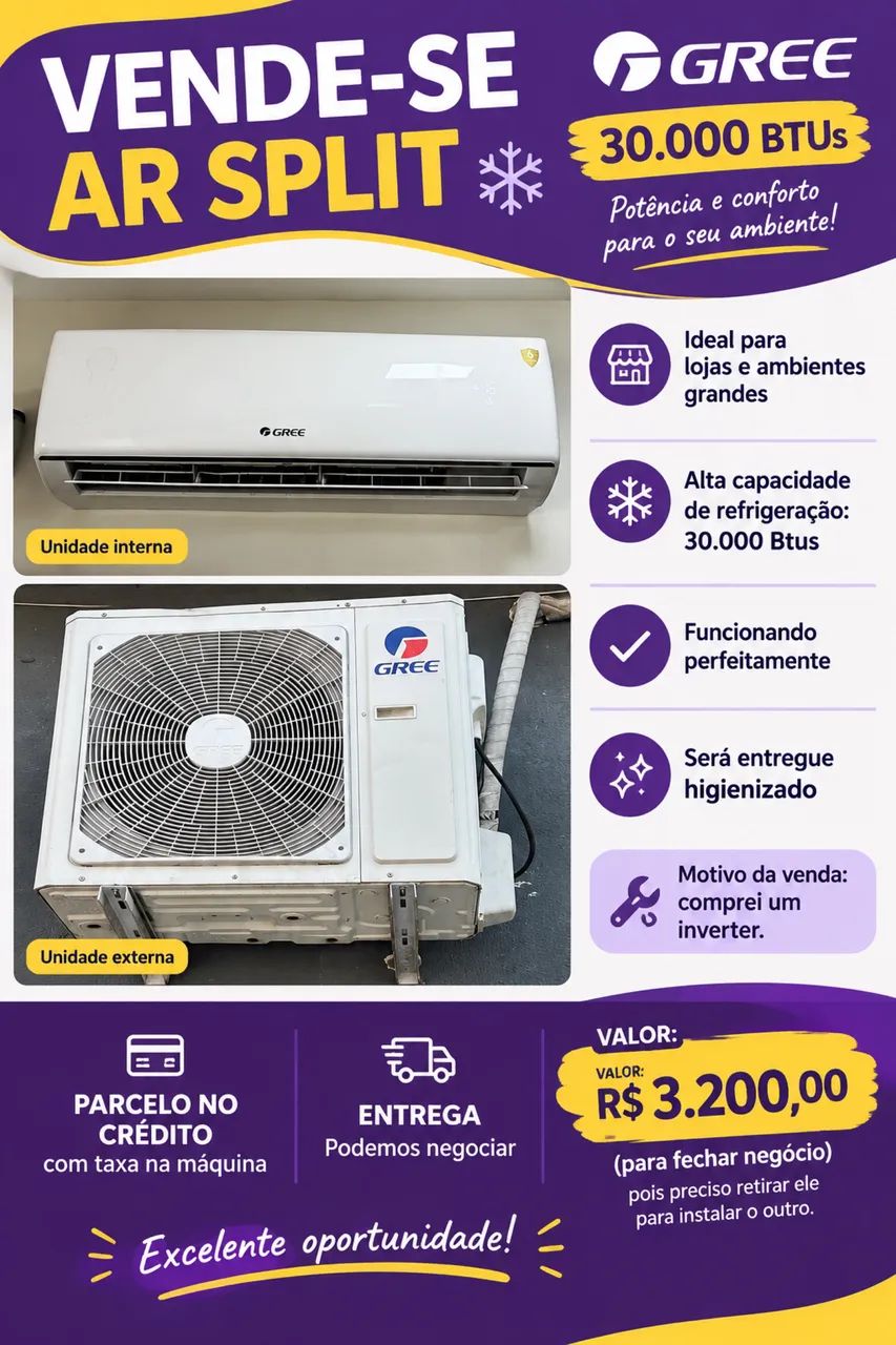 Ar condicionado Gree Split 30.000 Btus