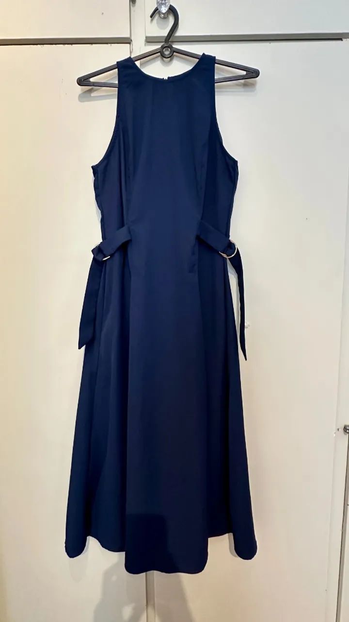 Vestido Midi Alfaiataria Azul Marinho - completamente Novo - Tamanho P/36 - Elegante - Foto 3