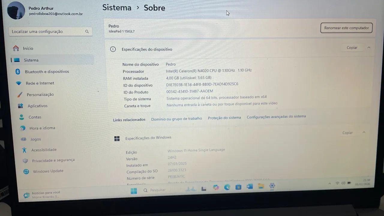 Notebook Lenovo Intel Core i5