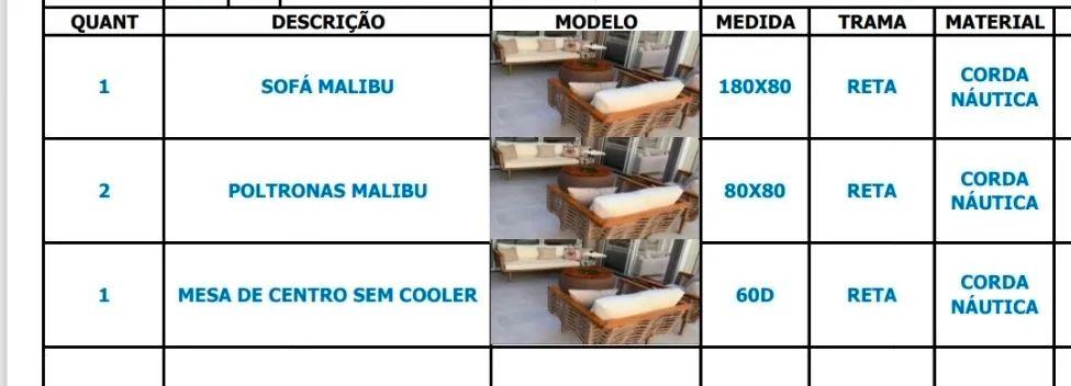 Móveis corda náutica - sofá, poltronas, mesa de centro e almofadas - Foto 5