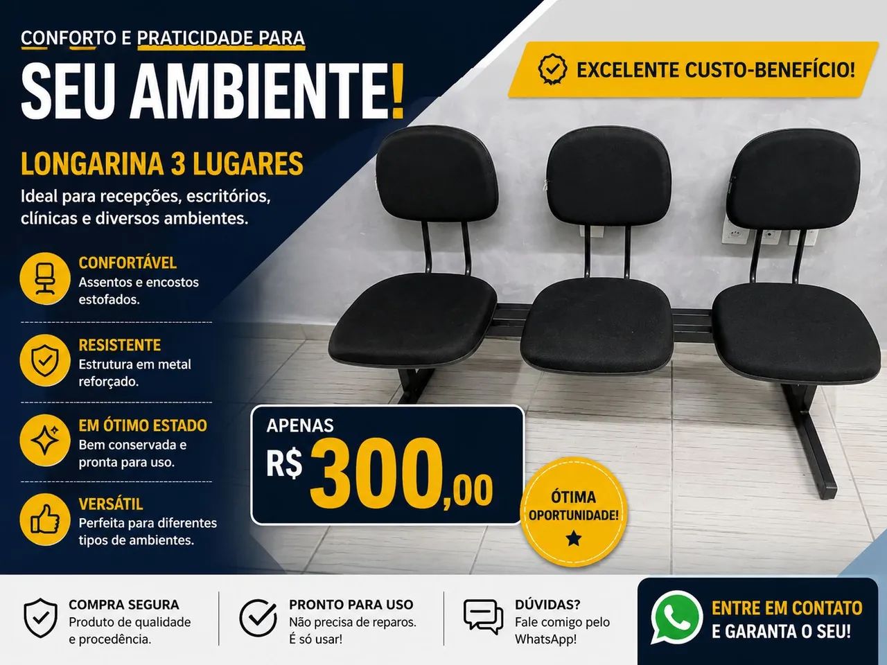 Cadeiras 3 Lugares
