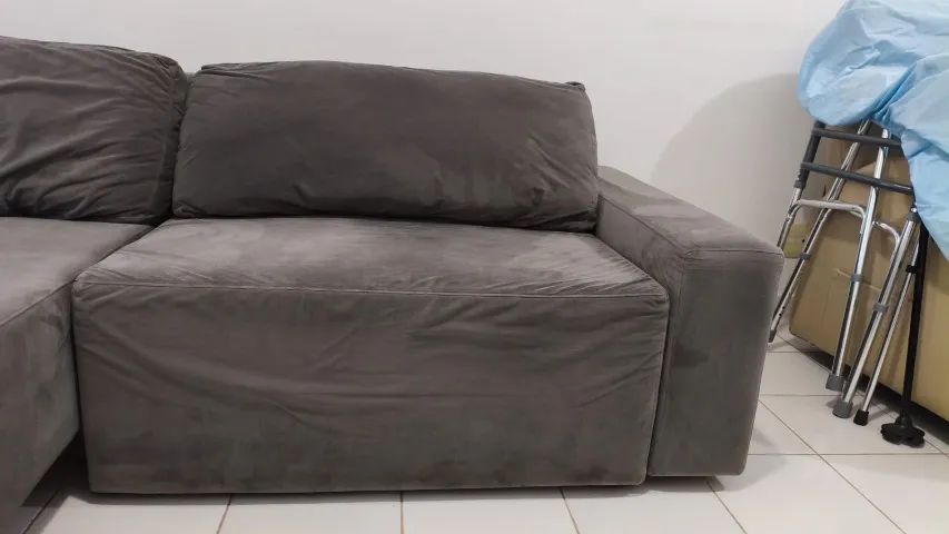 Sofá Retrátil 2,50m Suede Alta Qualidade - Foto 5