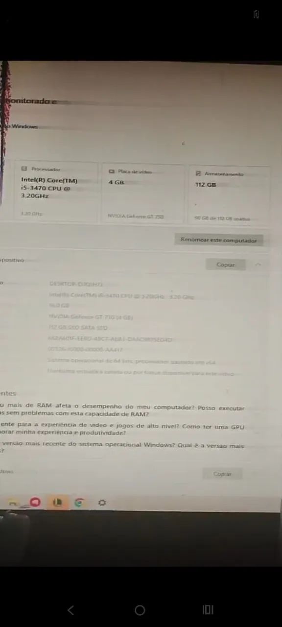 Computador i5 3470 somente cpu