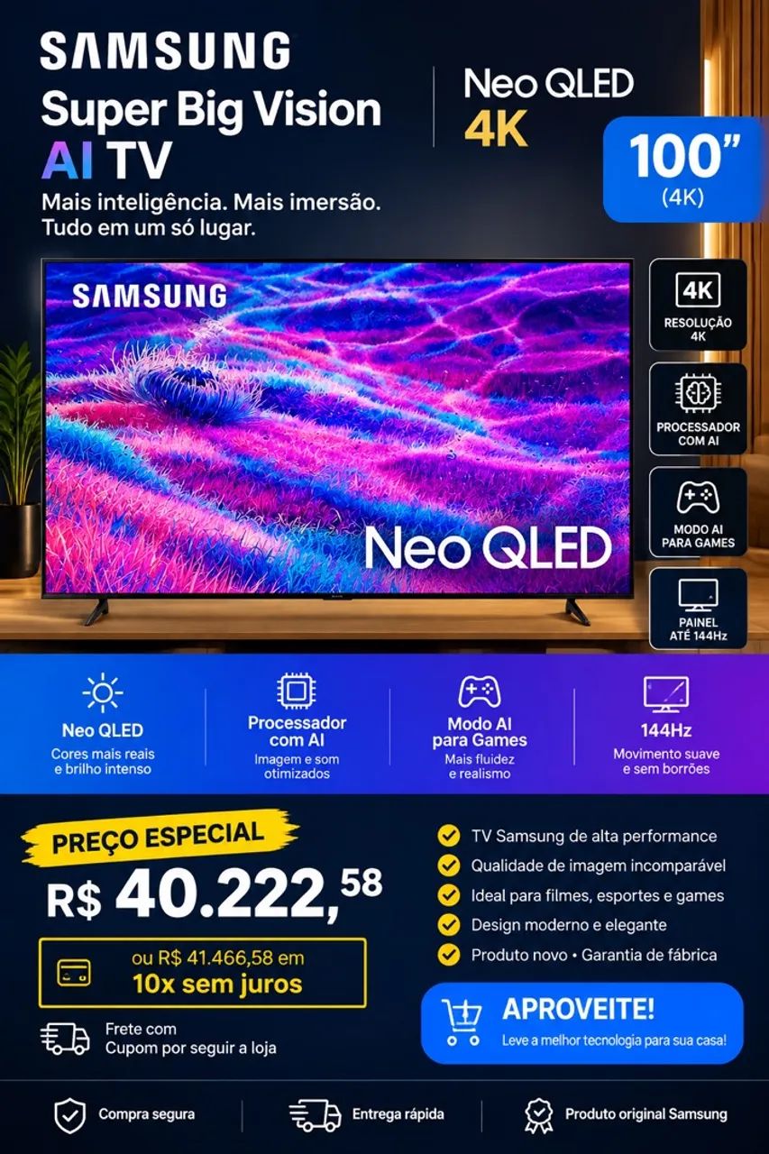 Tv 100 polegadas NeoQled 4 k nova