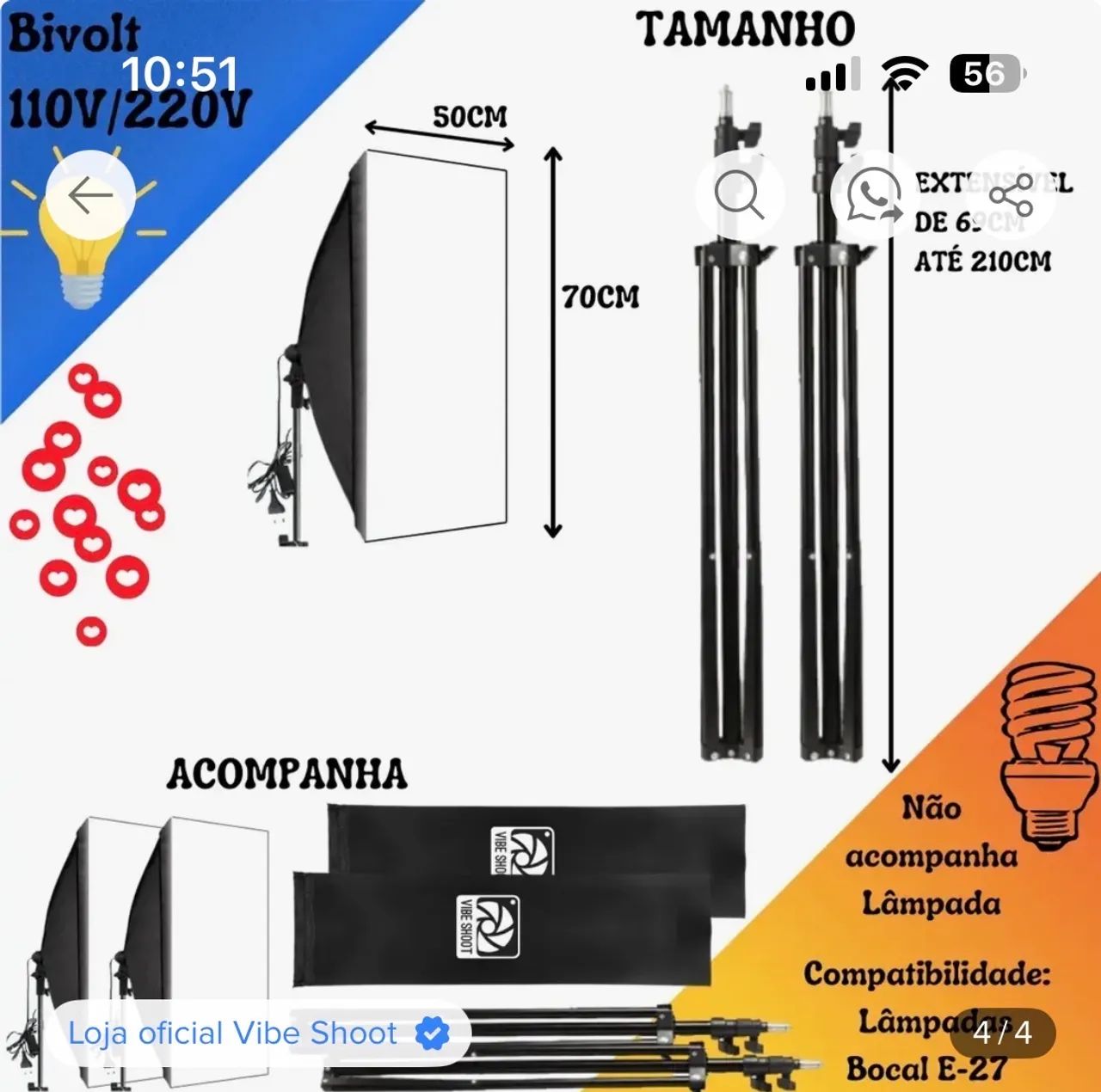 Softbox tripé kit com 2 - Foto 4