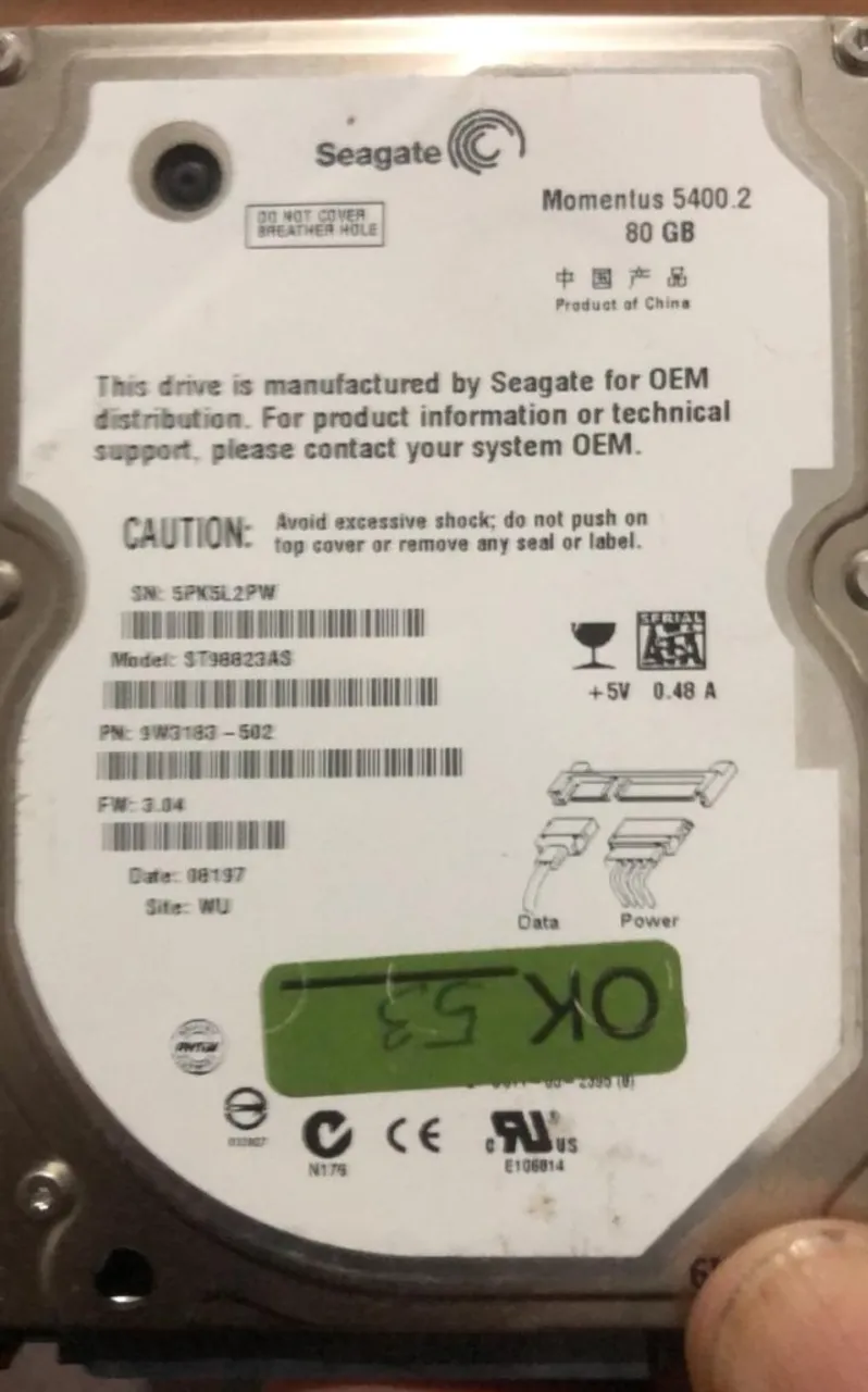HD 250GB SATA Maxtor - Conservado - Sem Teste - Armazenamento