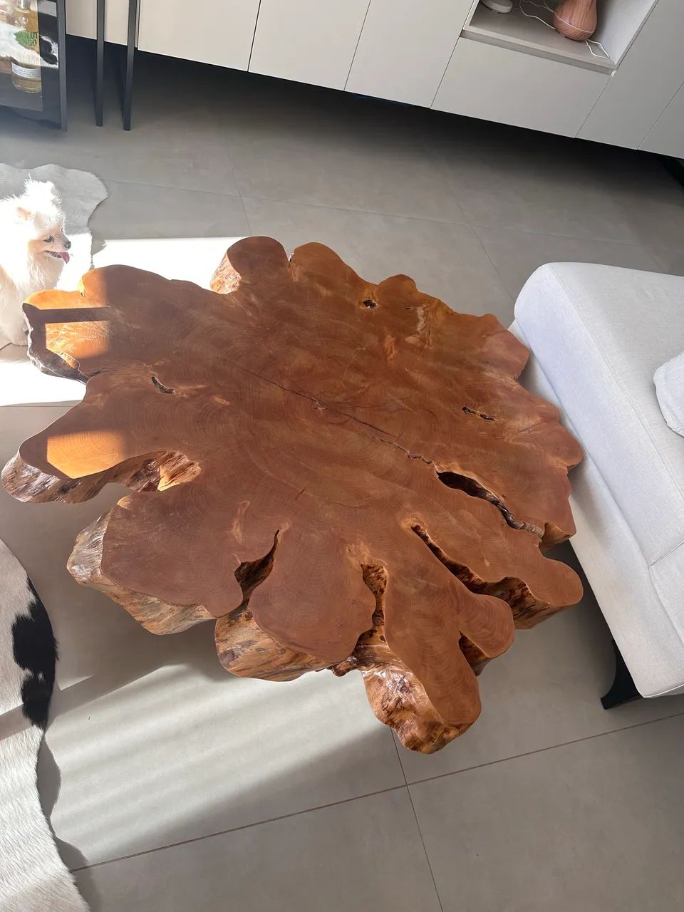 Mesa de centro em madeira maciça ? peça única, praticamente nova