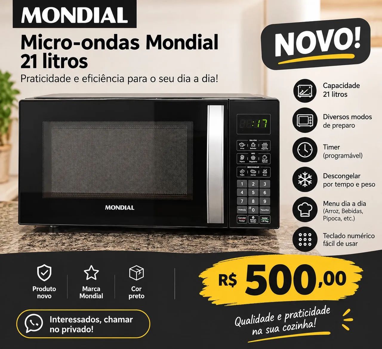 Microondas 21 litros Novo
