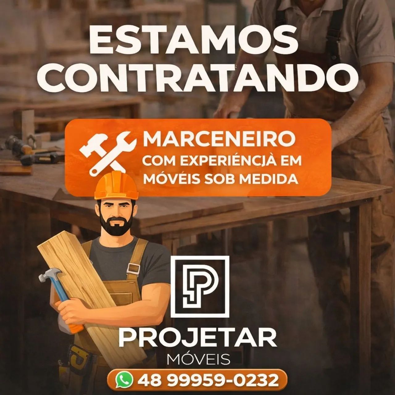 VAGA PARA MARCENEIRO COM EXPERIÊNCIA 