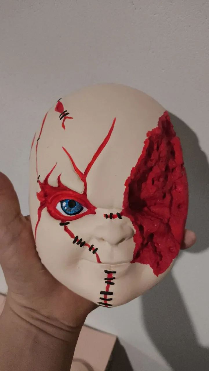5 Rosto cortado chucky good Guy de Gesso  - Foto 3
