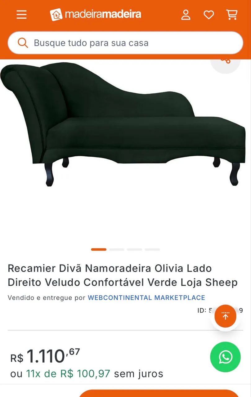 Recamier Namoradeira Divã Lado Esquerdo Olivia Suede  - Foto 4
