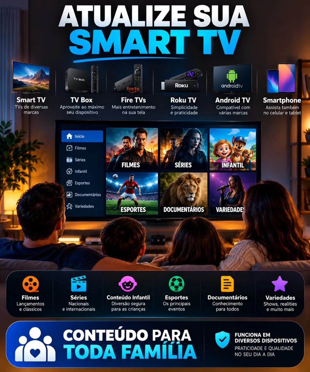 Atualizamos smartvs, Fire TVs, Roku Tv