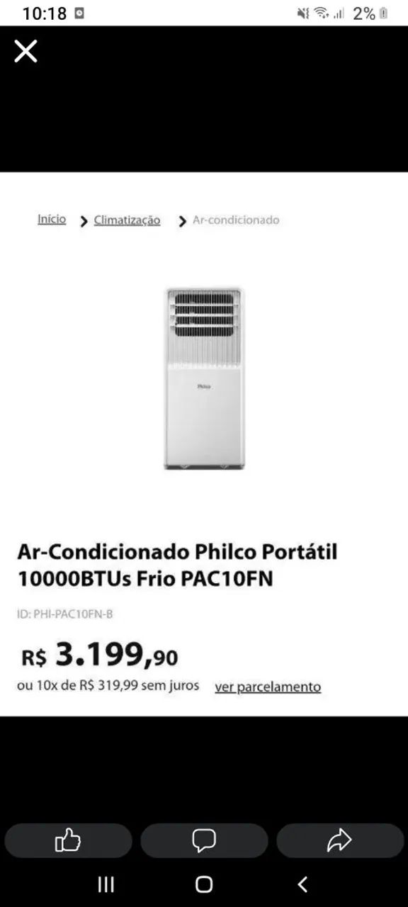 Ar-condicionado PHILCO 