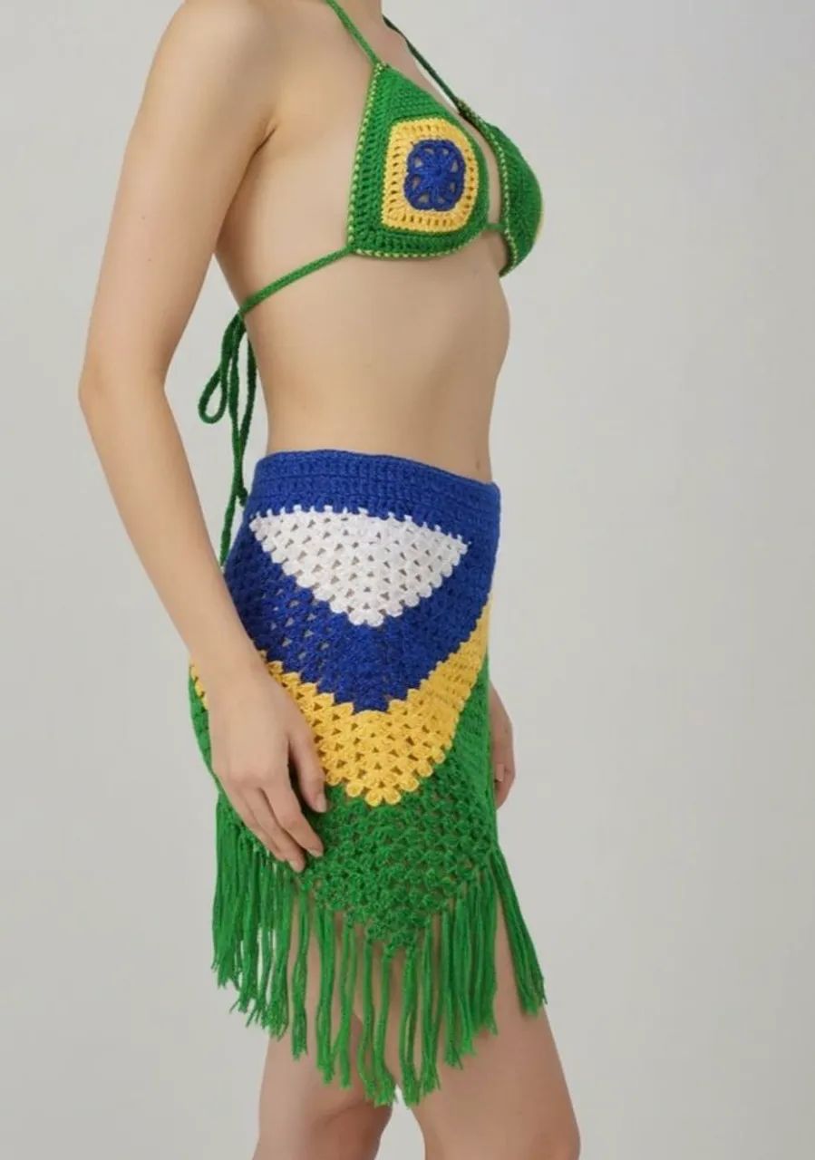 Conjunto de saída de praia de croche  - Foto 4