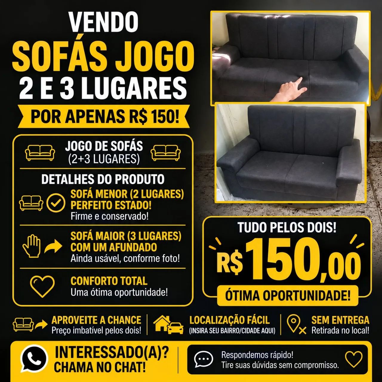 Sofá 2 e 3 lugares 