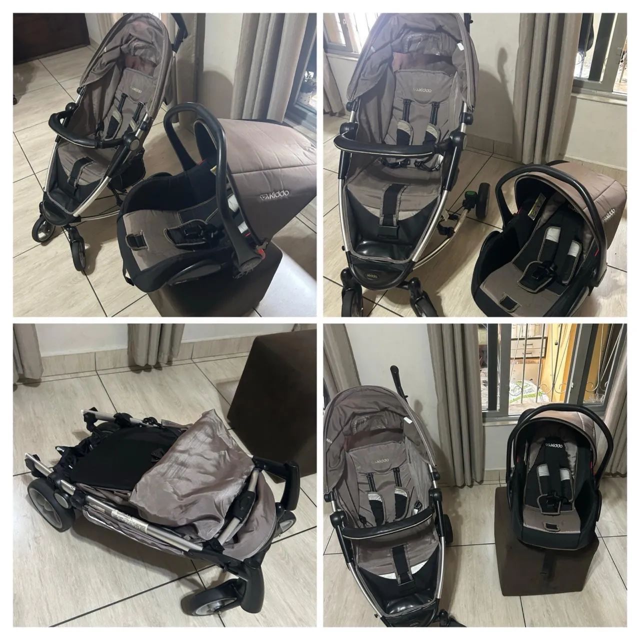 Carrinho de Bebê Kiddo com Bebê conforto 