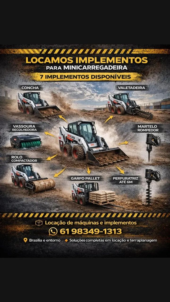 LOCAÇÃO DE BOBCAT (MINICARREGADEIRA) COM DIVERSOS IMPLEMENTOS