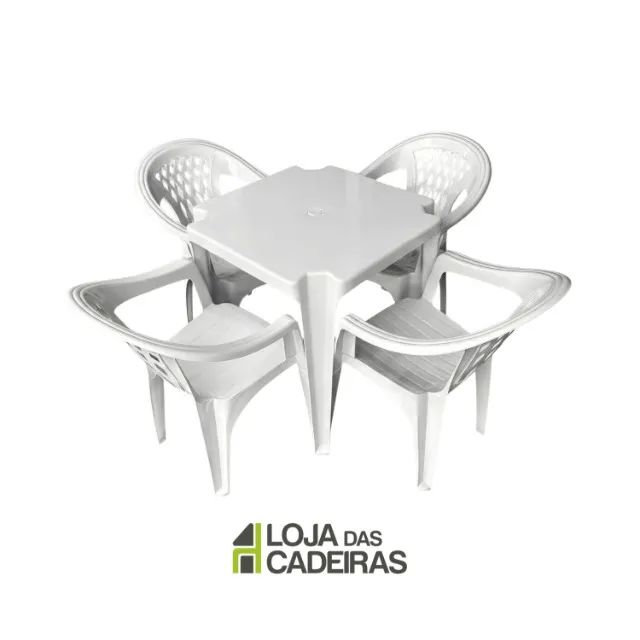 Cadeiras de Plástico Com Braço - Jogo Formosa Branco