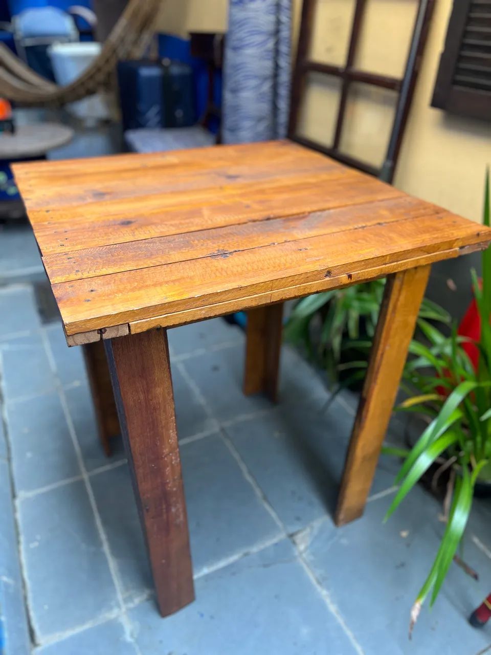 Mesa rústica de madeira de pallet vernizada  - Foto 2