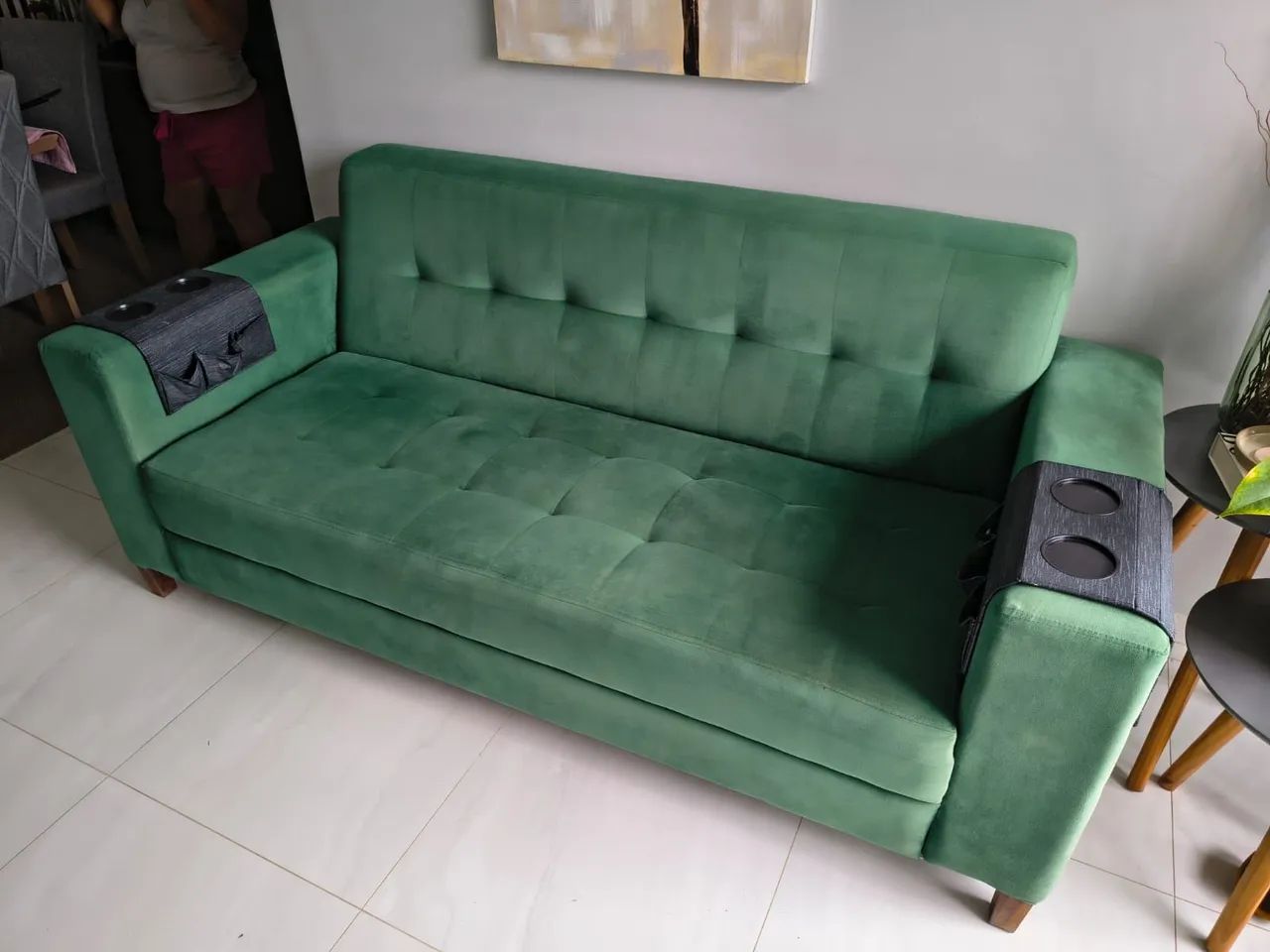 Sofá acolchoado - dois lugares ( VERDE) - Foto 2