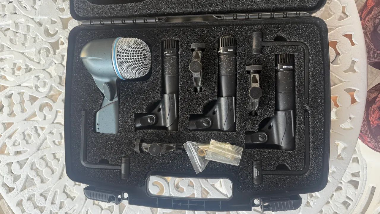 Kit de microfone shure 3 sm57 + beta 52 a dmk 57/52