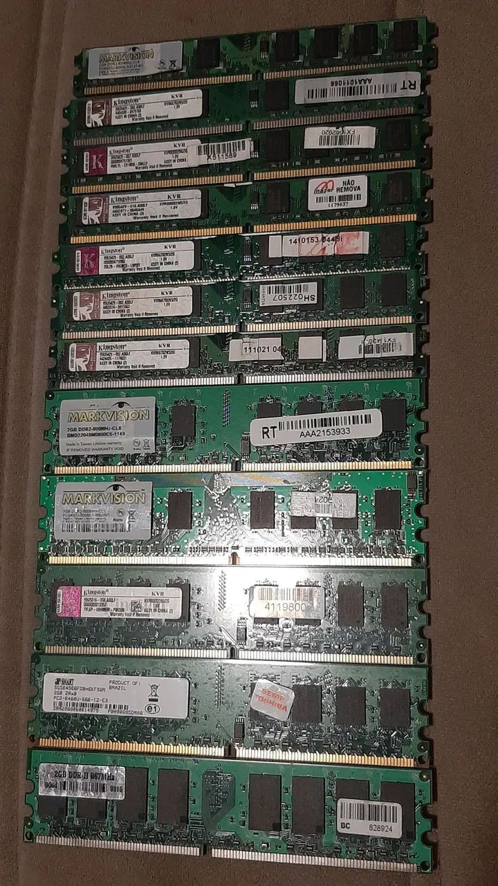 Lote memórias 2GB DDR2 para PC DESKTOP