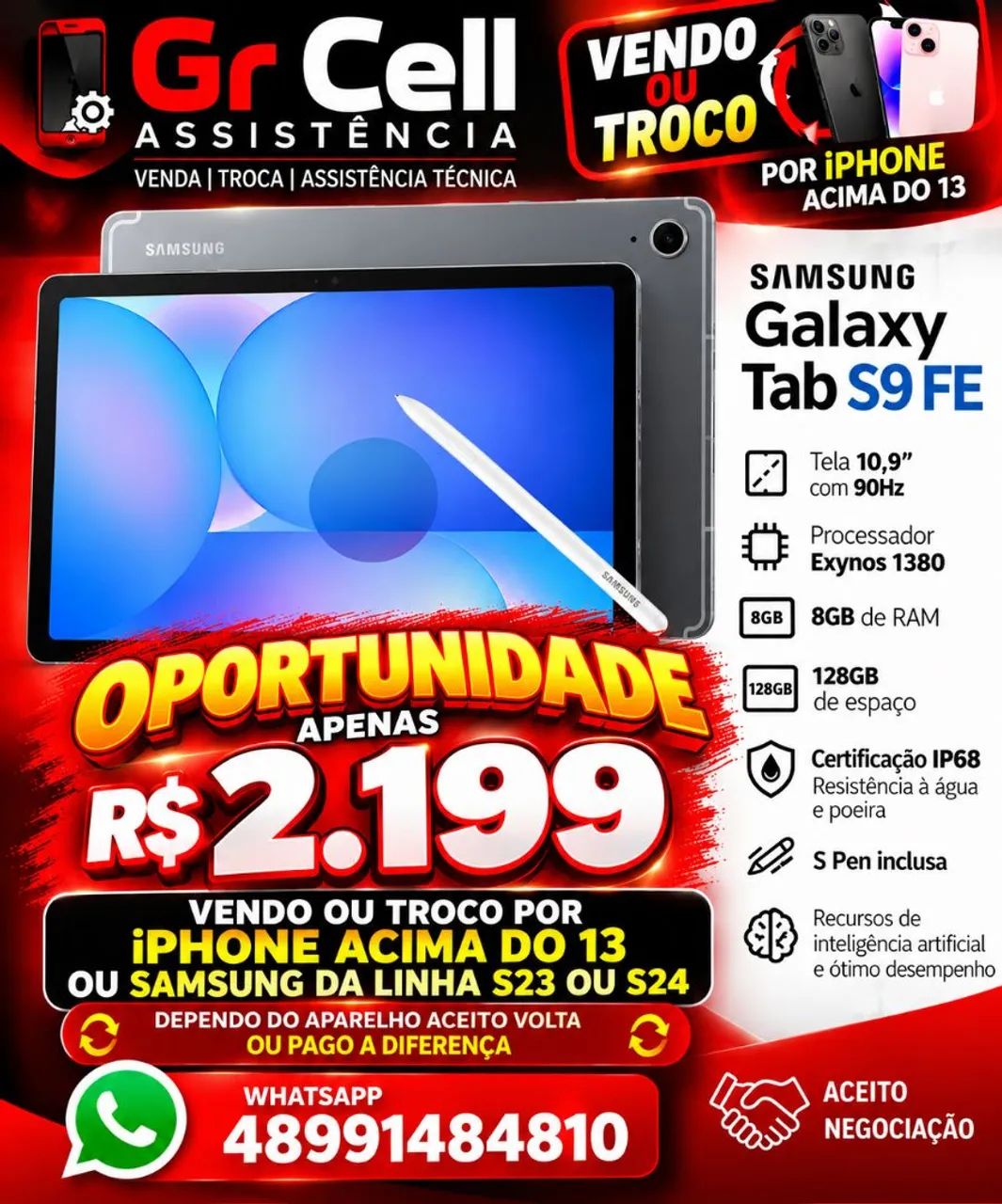 Tablet samsung s9 FE 128 Gb expansivo